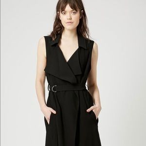 Beautiful NWT Black Topshop trench vest 12 Tall